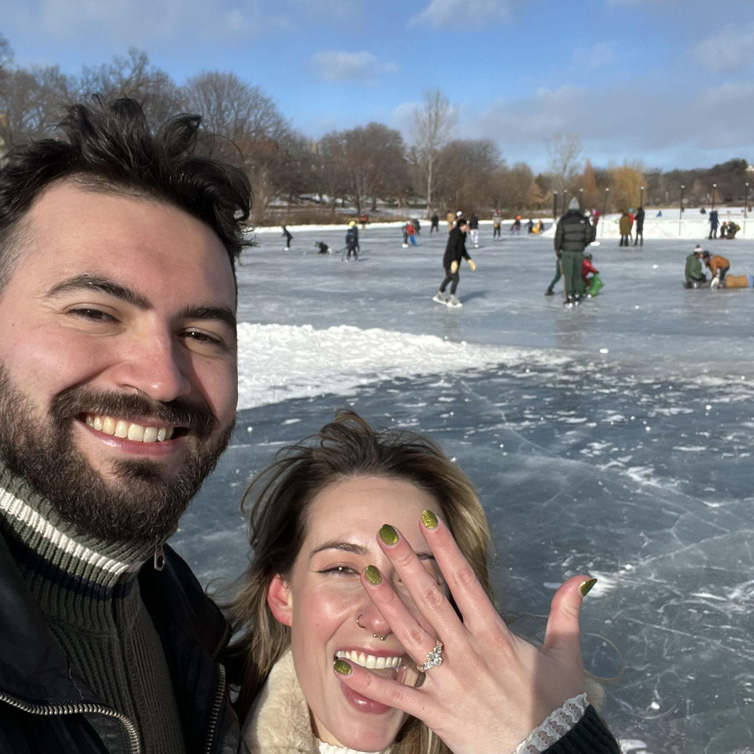 Adam thought he was sneaky about this proposal, but I had a sneaky suspicion it would be happening while we were ice skating