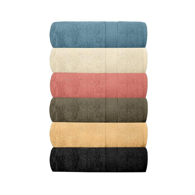 QUBA LINEN Hotel & Spa 100% Cotton Bath Towels Pack of 6, Ultra Soft, Quick Dry, Lightweight, Highly Absorbent, Perfect for Shower, Spa, Gym, Pool, Hotel, Resort & Daily Use (Multi-Color - 24" x 48")