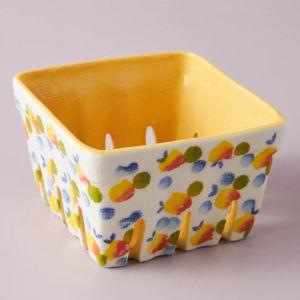 Floral Ceramic Berry Basket