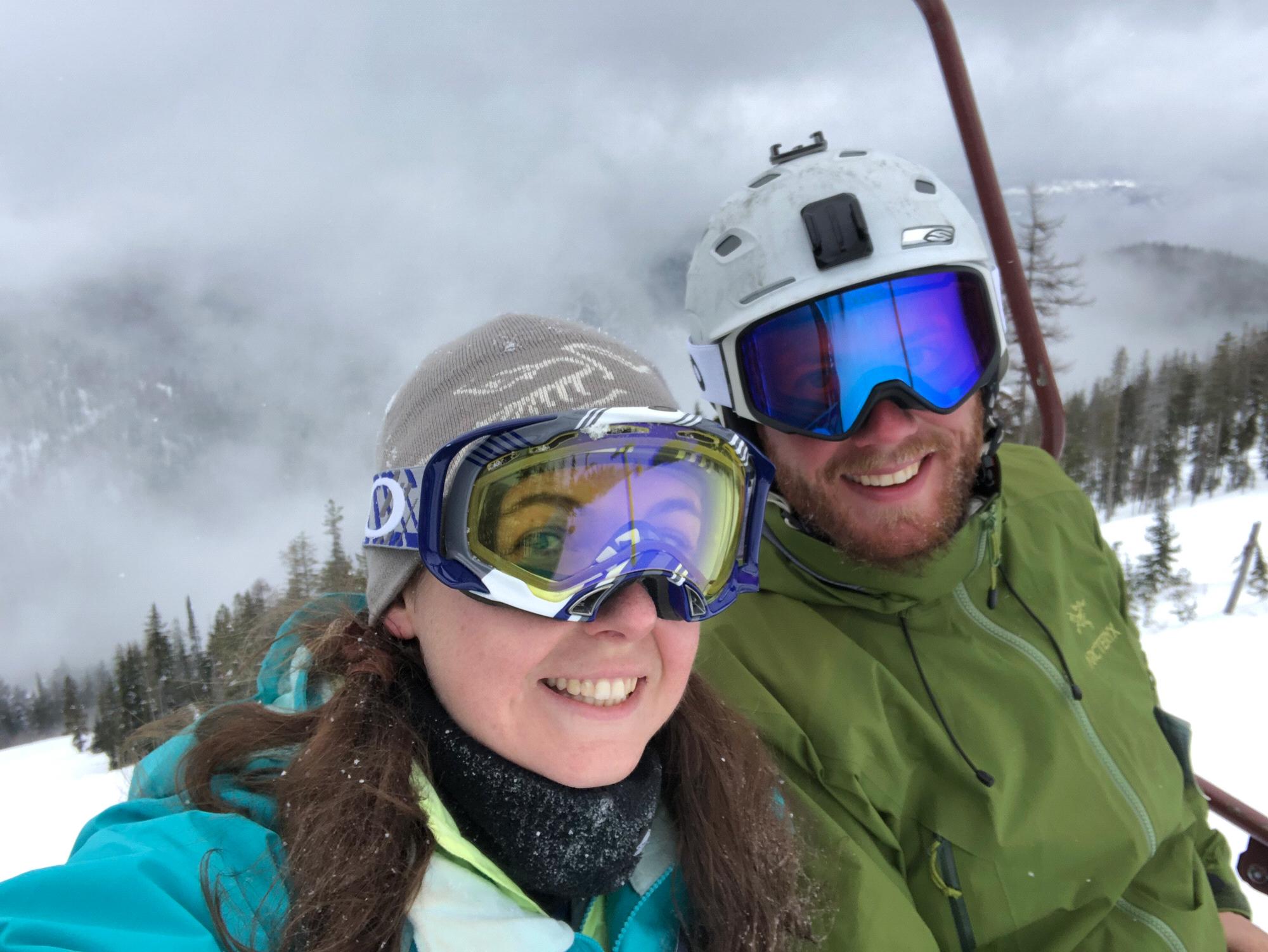 Enjoying a powder day in Kellogg, Idaho for Joe and Meriah’s wedding