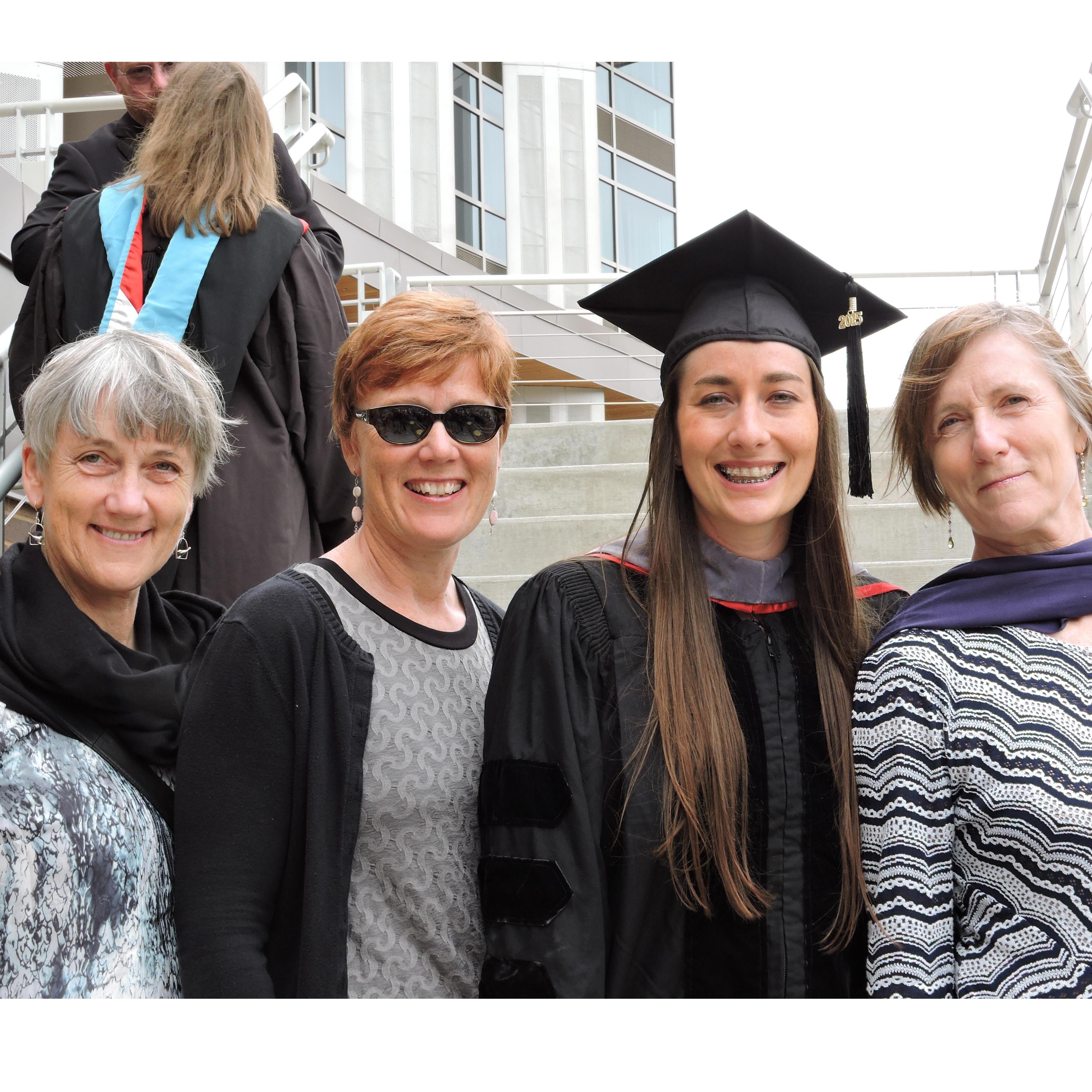 Naomi's vet school graduation. From left to right Catherine Katz, Lizzy Gibson, Naomi, Fiona Gibson