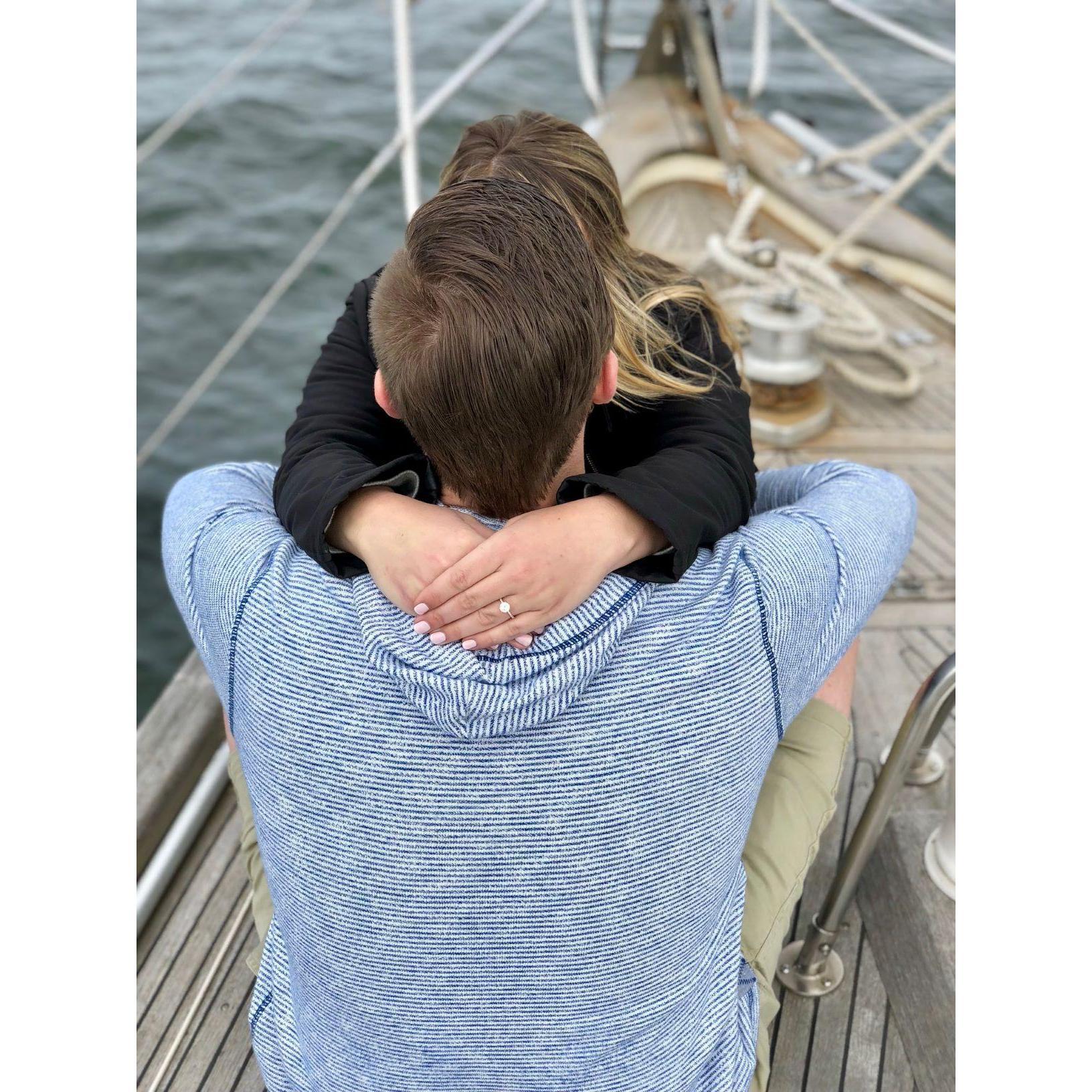 2018 - Celebrating the day after our engagement sailing the archipelago in Vaxholm, Switzerland with Kendal's parents