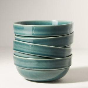 The Rowen Portuguese Stoneware Cereal Bowls, Set of 4 (Teal)