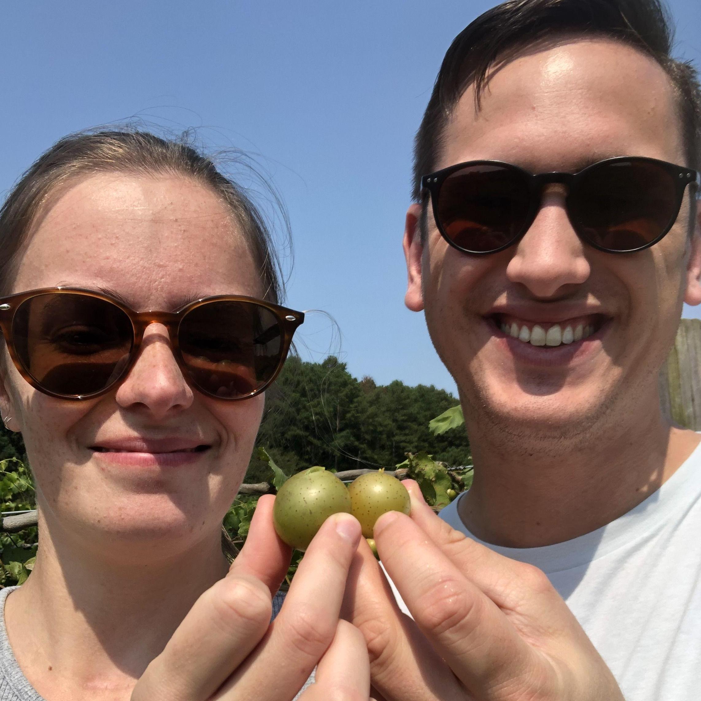 Cheersing with some muscadine grapes in NC (September 2021).