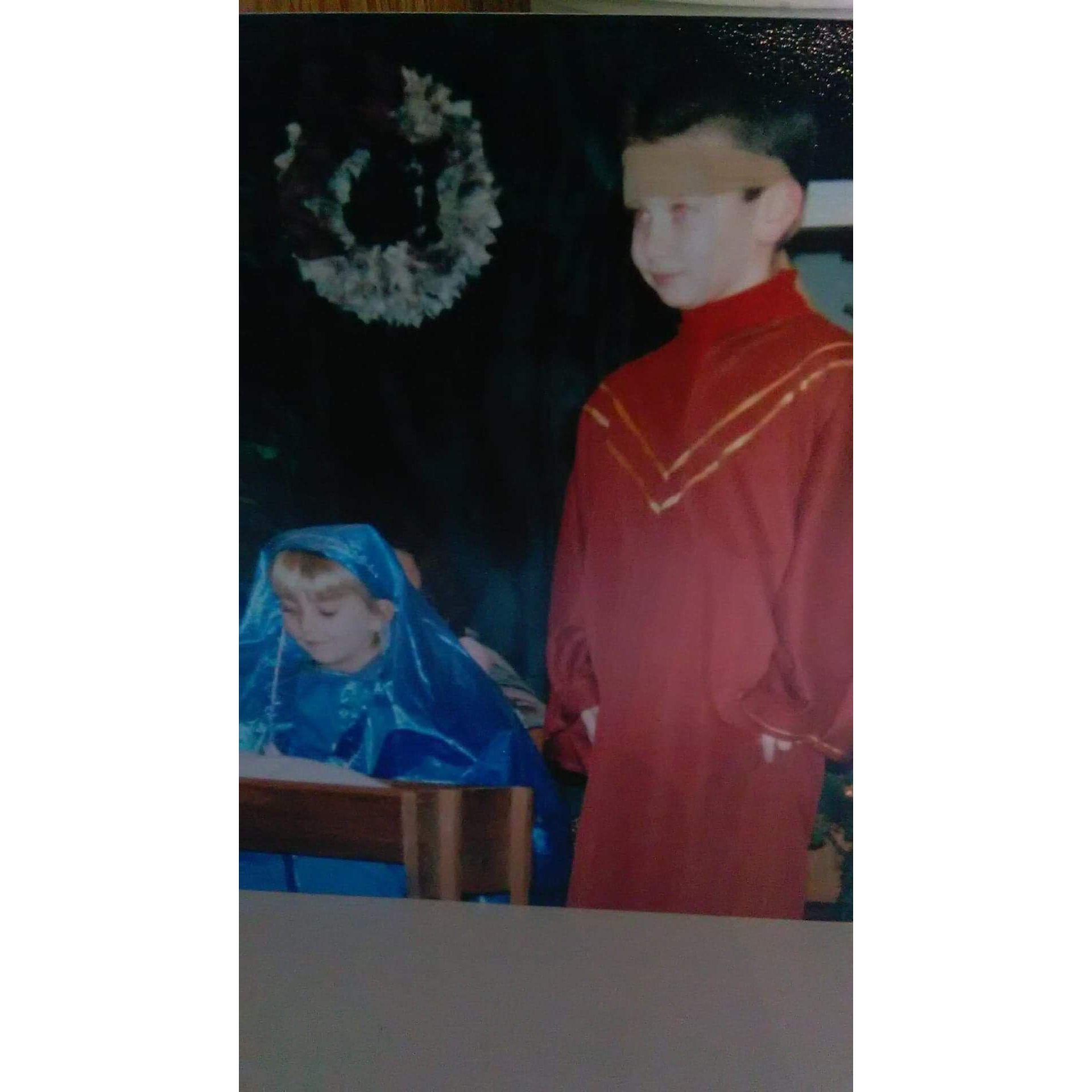Savanna and Mason as Mary and Joseph in the church play
