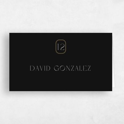 Black Wedding Place Card - Bayeux