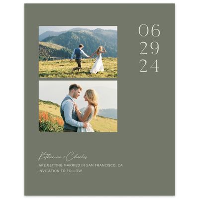 Green Modern Wedding Digital Save the Date - Brockway Multiphoto