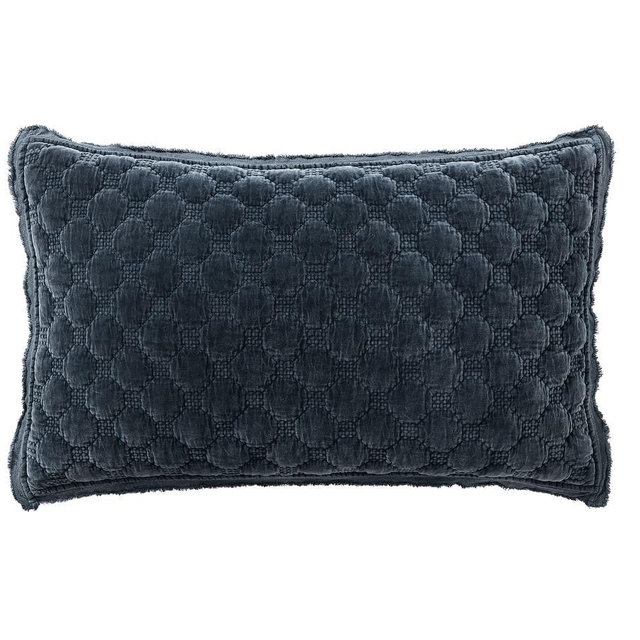 Cobalt Velvet Lattice Quilted King Shams, Set of 2