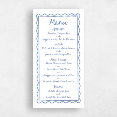 Blue Wedding Menu - Nyssa