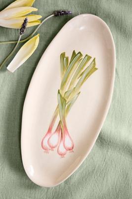 Green Onion Stoneware Serving Platter