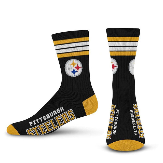 For Bare Feet Men's NFL 4-Stripe Deuce Performance Crew Socks