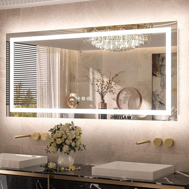 TETOTE LED Vanity Mirror 48 x 24 Lighted Bathroom Mirror Dimmable & Anti-Fog Function Makeup Mirror with Lights Bedroom LED Mirror Birthday Gift Housewarming Gift Wedding Gift