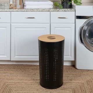 Round Steel Laundry Hamper with Lid