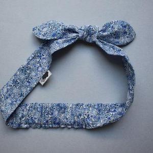 Elasticised Bow / Topknot Baby Girl Headband - Blue Daisy - FREE SHIPPING* by Little Dreamer