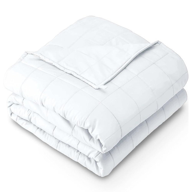 Bare Home Weighted Blanket Full or Queen Size 12lb (48" x 72") for Adults - All-Natural 100% Cotton - Premium Heavy Blanket Nontoxic Glass Beads (White, 48"x72")