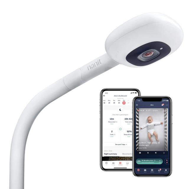 Nanit Plus - Smart Baby Monitor and Floor Stand: Camera with HD Video Audio - Sleep Tracking - Night Vision - Temperature Humidity Sensors and Two-Way Audio