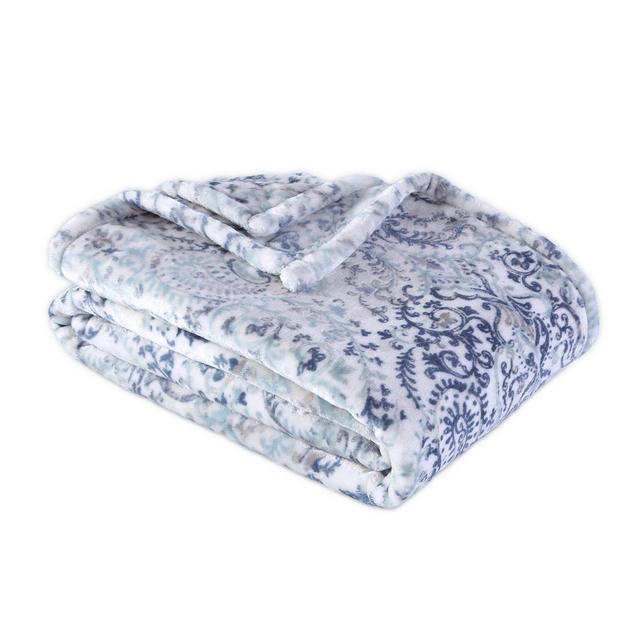Berkshire Blanket® Madeline Damask Ultra Velvet Throw Blanket in Blue