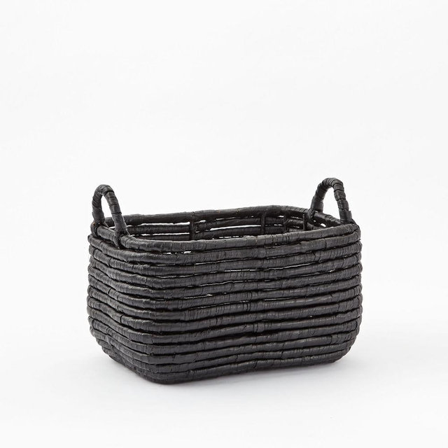 Woven Seagrass Baskets, Black, Small Recantagle