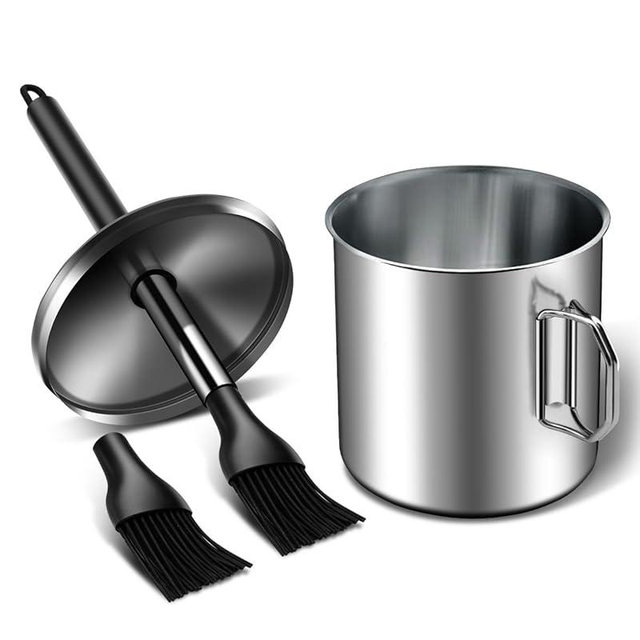 Matchwaves Extra Large Basting Brush Set with Sauce Pot for Grilling, XLarge Grill Prep Pot and Long Adjustable Stainless Steel Brush