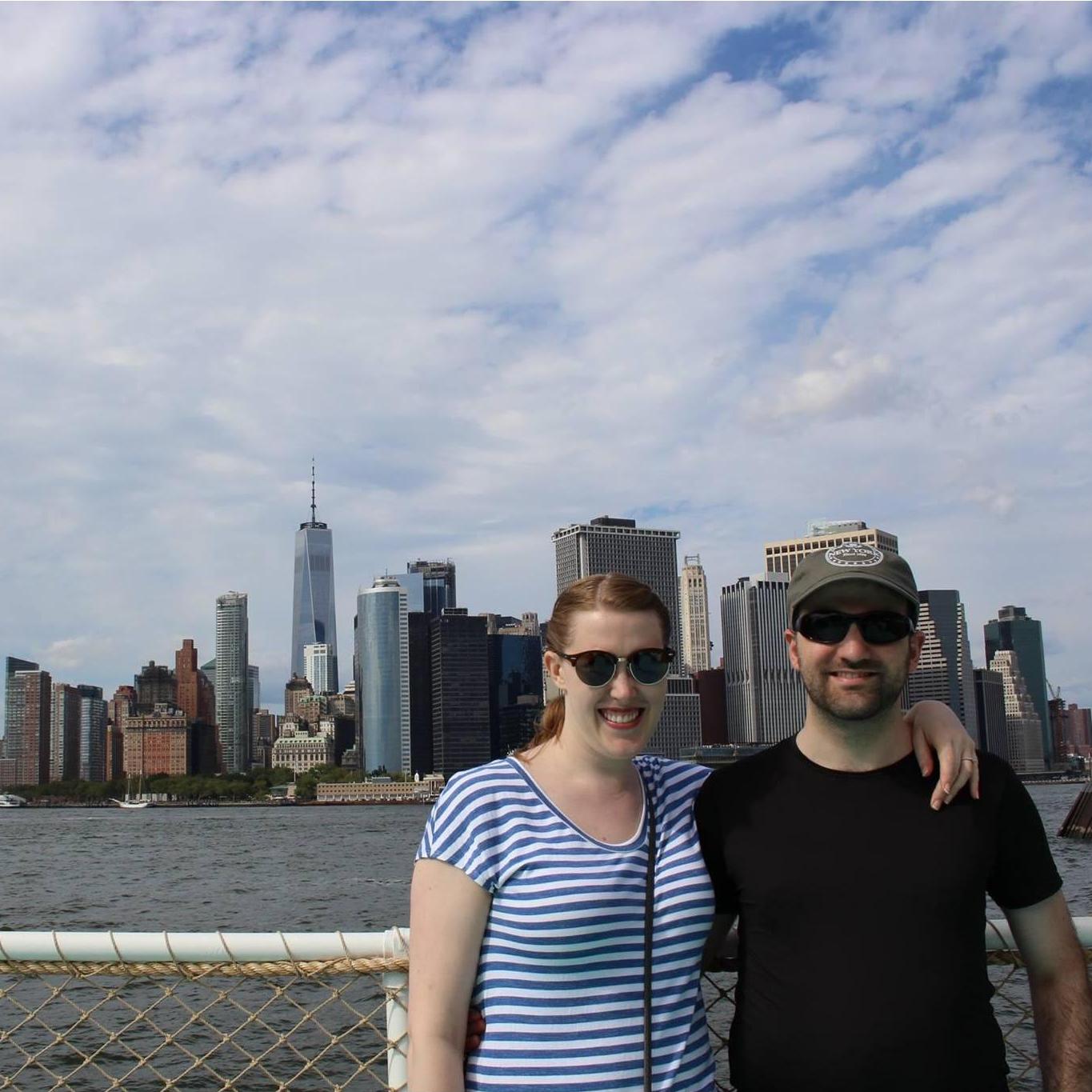 Enjoying the view of Manhattan from Governors Island