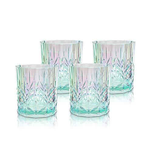Myrtle Beach Short Tumbler, 13oz, Set Of 4 Shatterproof Tritan Drinking Glasses, Unique Plastic Tumblers - Unbreakable Glassware for Indoor and Outdoor Use - Reusable Drinkware, BPA Free