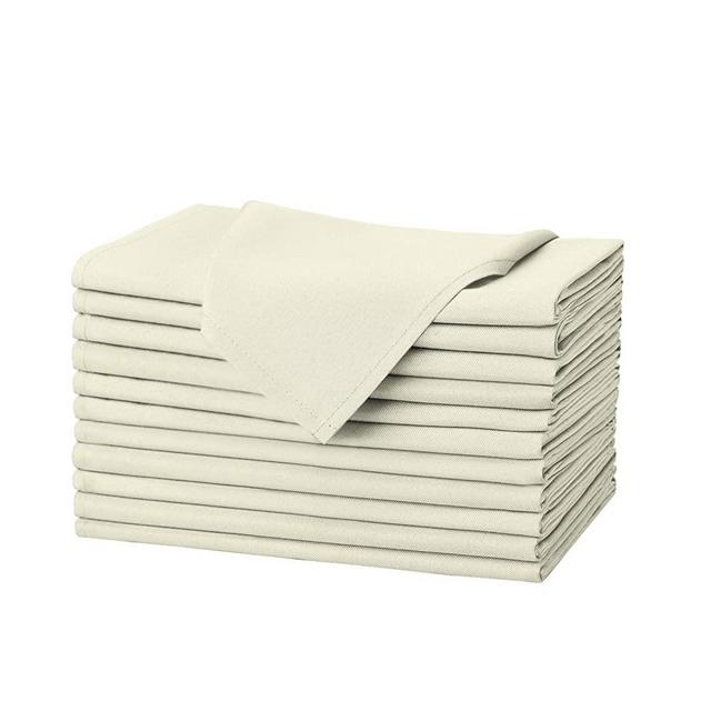 Talvania Cloth Napkins - Set of 12 Dinner Napkins - Soft Poly Cotton Washable Napkins - Reusable Fabric Table Napkins - 18” X 18” - Perfect for Events, Weddings, Parties, Hotels & More (Ivory)