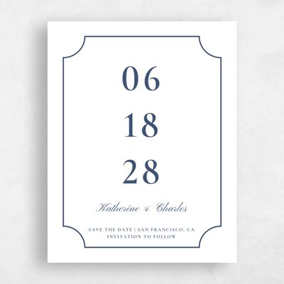 Navy, Blue Wedding Save the Date - Blake Frame Letterpress