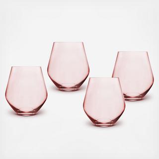 Meridian Blush Stemless Wine Glass, Set of 4