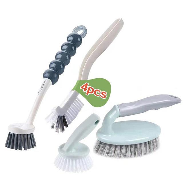Scrub Brush Set of 4pcs,Various Durable Cleaning Brushes and Scrub Brush for Cleaning Kitchen Tableware Bathroom Shower Floor Tile Grouting Clothes Shoes etc.