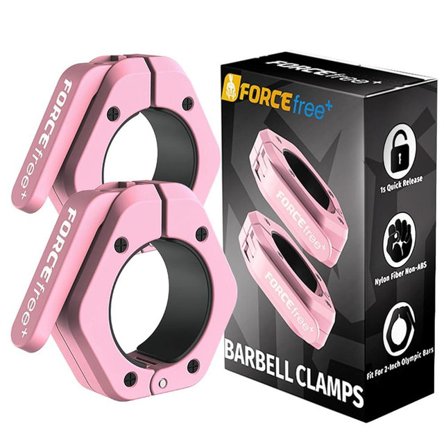 Forcefree+ Barbell Clips (Pair), Barbell Clamps, Quick Release Olympic Barbell Clamps with Anti Slip TPR Grip, Barbell Collars for Secure Weightlifting & Powerlifting