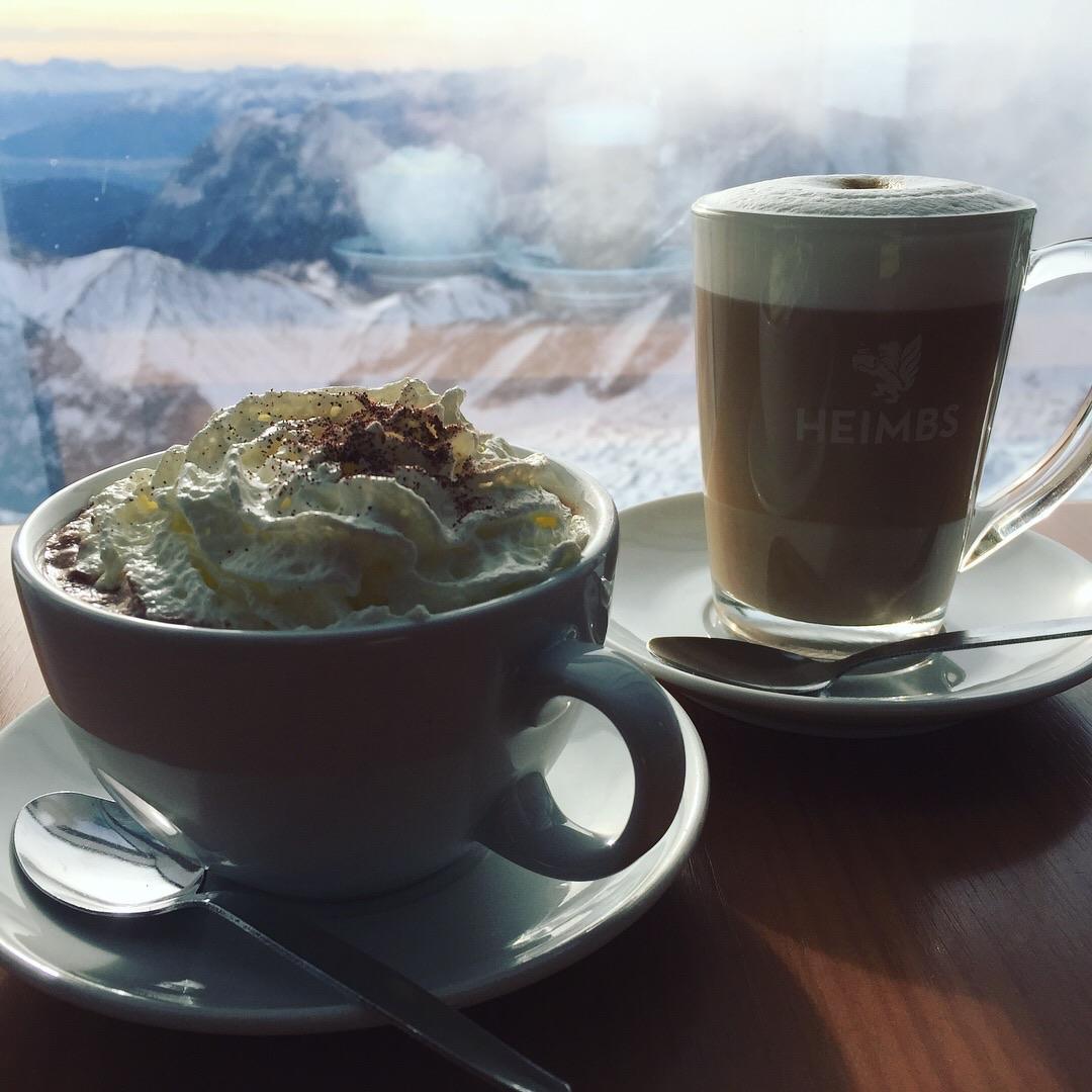 Hot drinks at the top of the German Alps