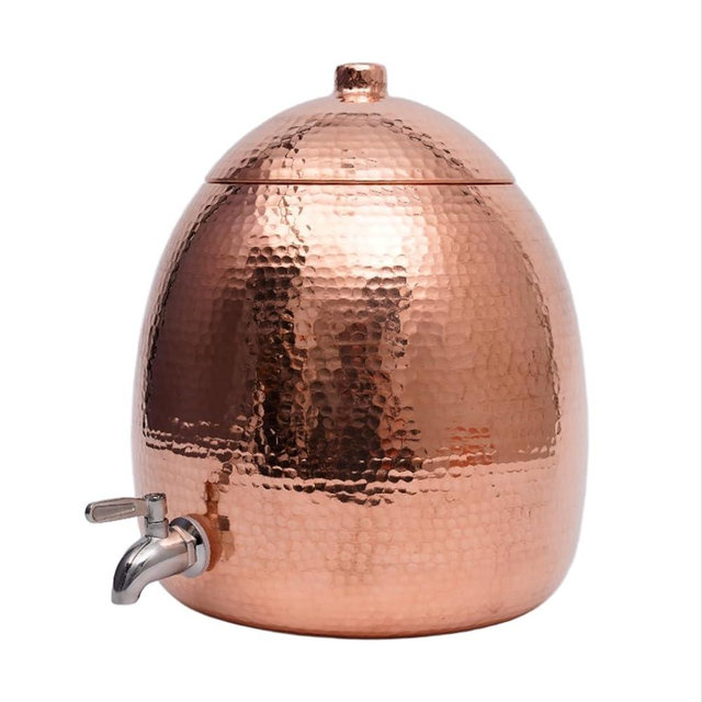 CUANVIL 2.5 Gallon Hand-Hammered100% Pure Copper Water Dispenser - AyurvedicUncoated Artisan Crafted, Mirror Polished for Home & Office Use