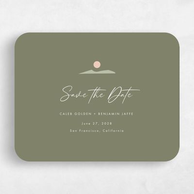 Green Rounded Wedding Save the Date - Paloverde Landscape