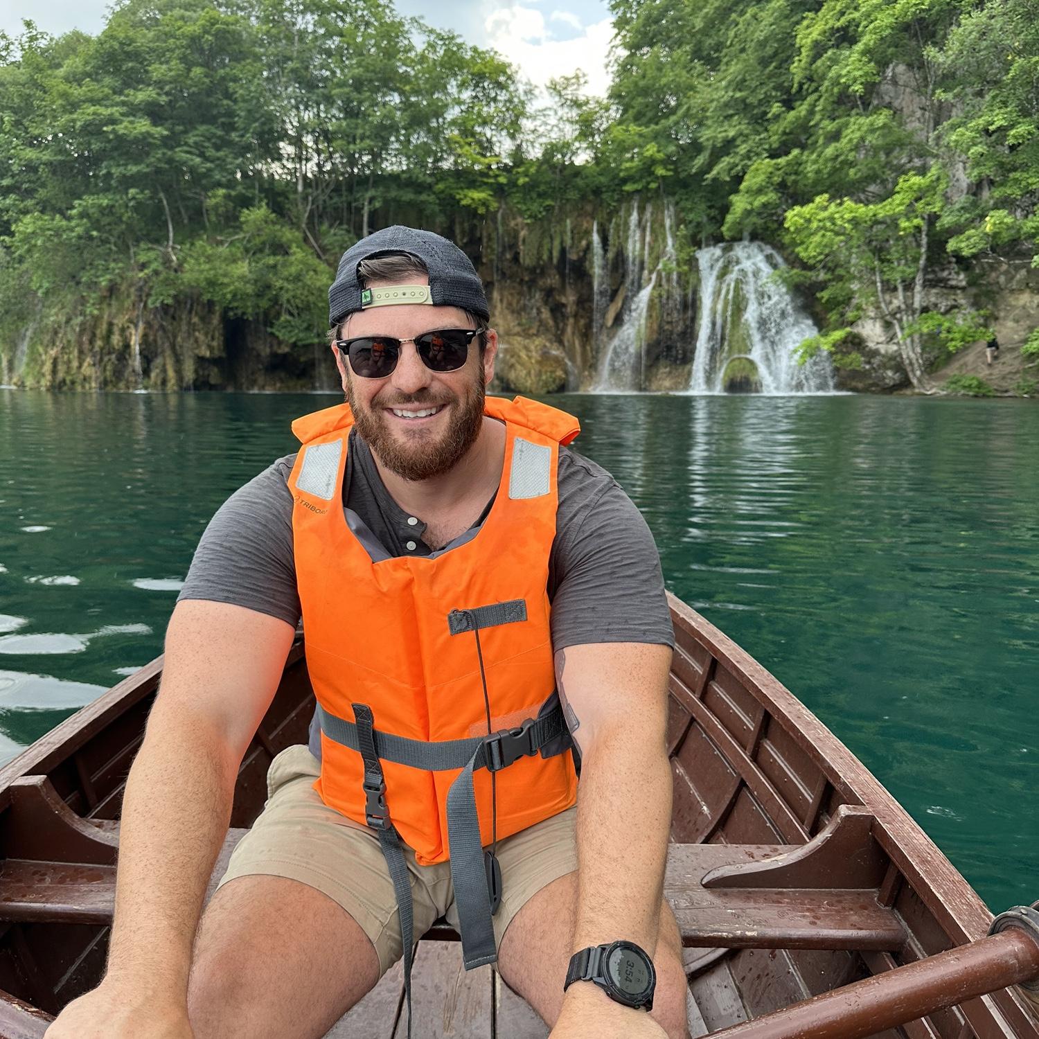 our “notebook” moment of rowing to a waterfall at Plitvice national park
