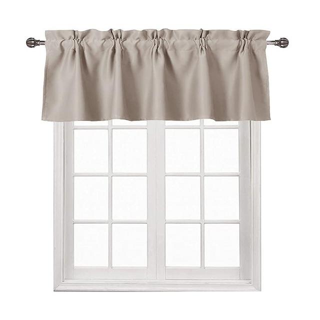 DWCN Camel Valance for Kitchen Window Solid Rod Pocket Blackout Valance Curtains 52x14 inch Long, 1 Panel
