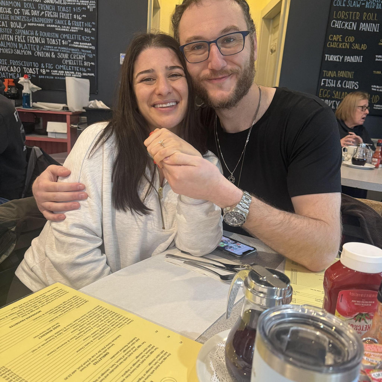 Celebrated our engagement at Moonakis (favorite Falmouth diner)