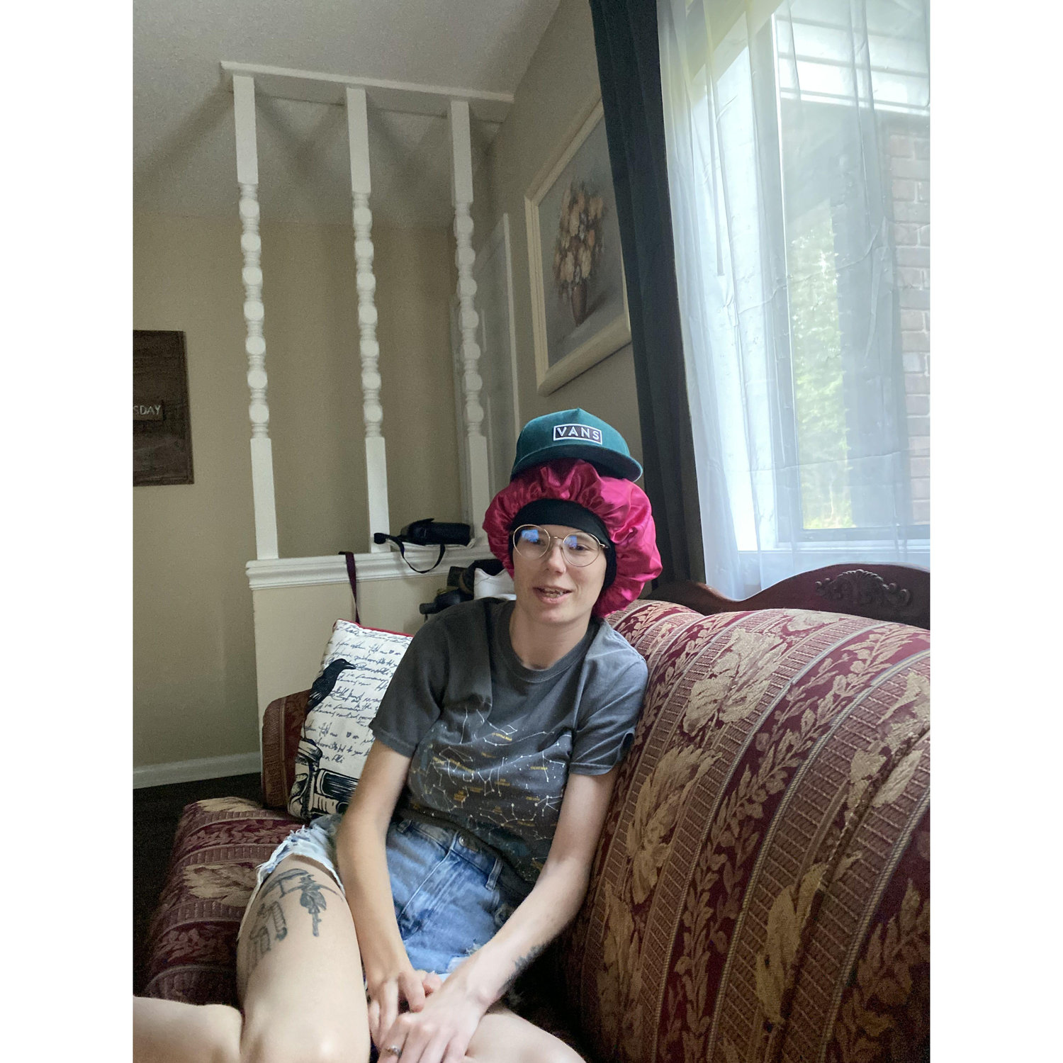 One of the many times Gabrielle forgot the hats they put on their head