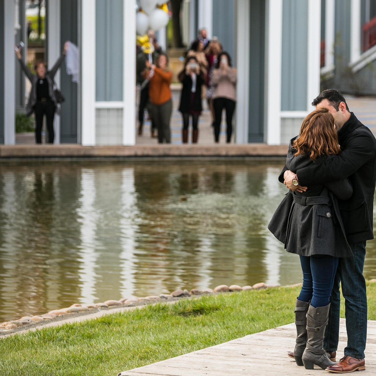 Before Behan proposed, he invited a small group of close family to watch Danielle say YES! Everyone hid and showed themselves during our embrace. So sweet!