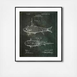 Artificial Bait Chalkboard Framed Art