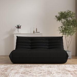 2 Seater Bean Bag Chair with High Density Comfortable Foam (Color: Black)