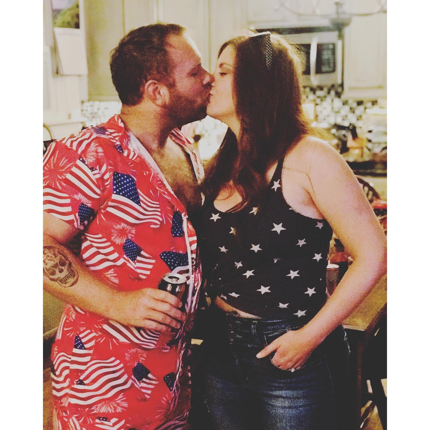 Our first Independence Day! Look at that man romper!