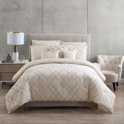 Tiago Jacquard 9-Piece King Comforter Set in Champagne
