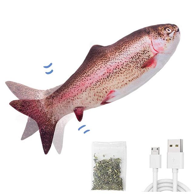 Potaroma Electric Flopping Fish 10.5", Moving Cat Kicker Fish Toy, Floppy Fish Animal Toy for Small Dogs, Wiggle Fish Catnip Toys, Motion Kitten Toy, Plush Interactive Cat Toys for Cat Exercise