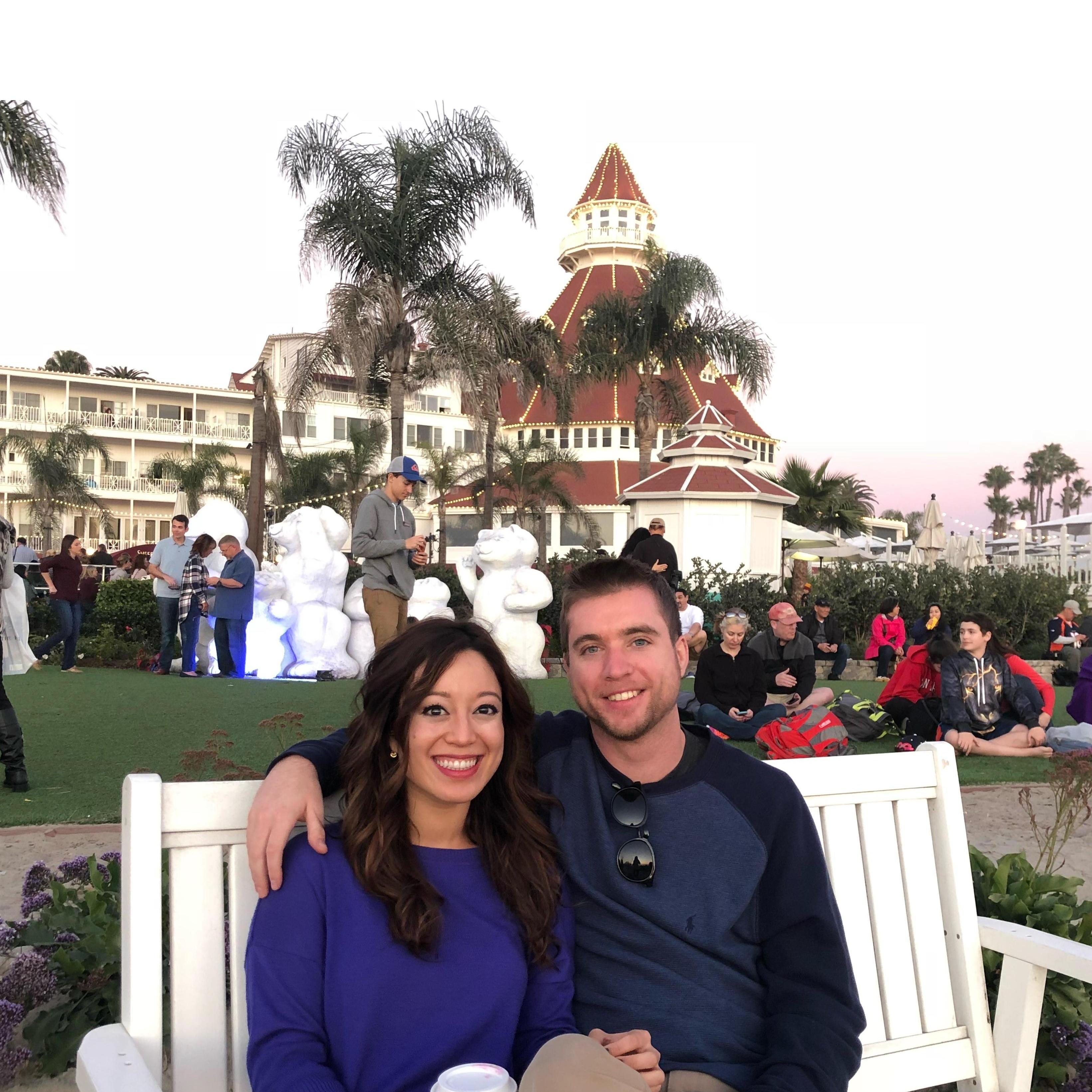 My first trip to San Diego to meet Kevin's family-- Went straight to see Coronado and go ice skating.