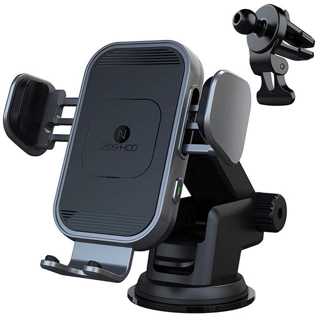 [Upgraded Version] ZeeHoo Wireless Car Charger,15W Qi Fast Charging Auto-Clamping Car Mount,Windshield Dash Air Vent Phone Holder Compatible with iPhone 12/Mini/11 Pro Max,Samsung Note 10 (Grey)