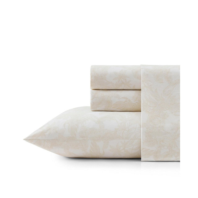 Tommy Bahama Home Legacy Fronds 200-Thread Count Washed Cotton 4-Pc. Sheet Set, King