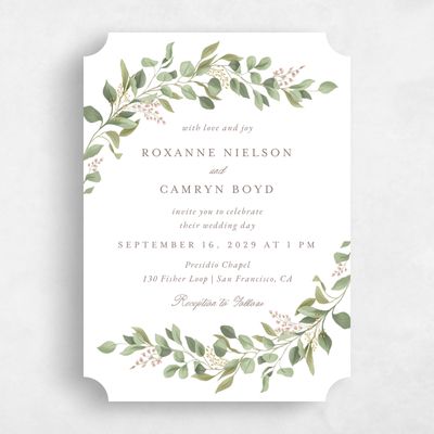 White Ticket Wedding Invitation - Orphne Portrait