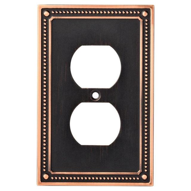 Franklin Brass W35059-VBC-C Classic Beaded single Duplex Outlet Wall Plate / Switch Plate / Cover, Bronze with Copper Highlights