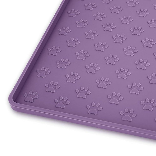 Ptlom Dog Food Mat Anti-Slip Pet Bowl Mats for Food and Water, High-Lips Pet Placemat Prevent Messy Spills to Floor, Waterproof Puppy Feeding Tray for Small, Medium Large Dogs Cats, Silicone