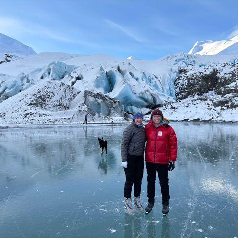 Ice Skating on Portage Lake in Alaska